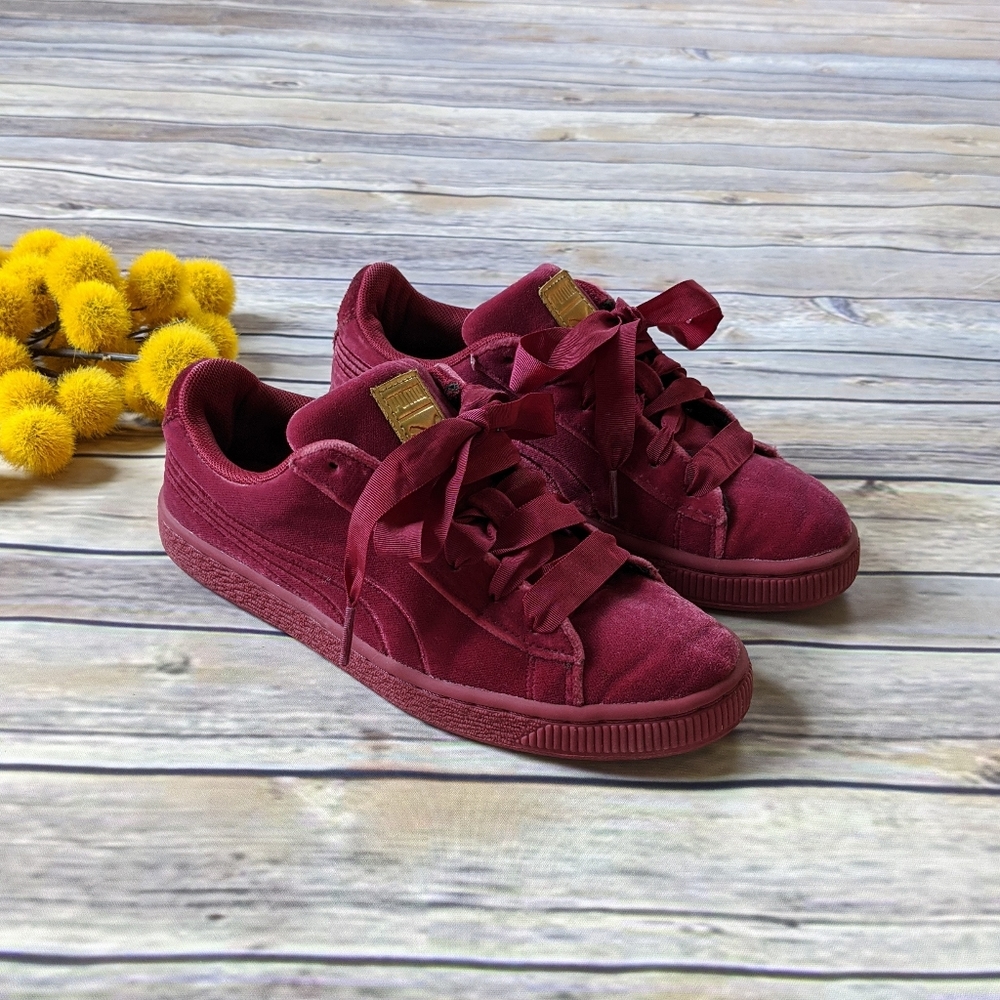Puma Burgundy Velvet Kids Sneakers - Picture 4 of 12